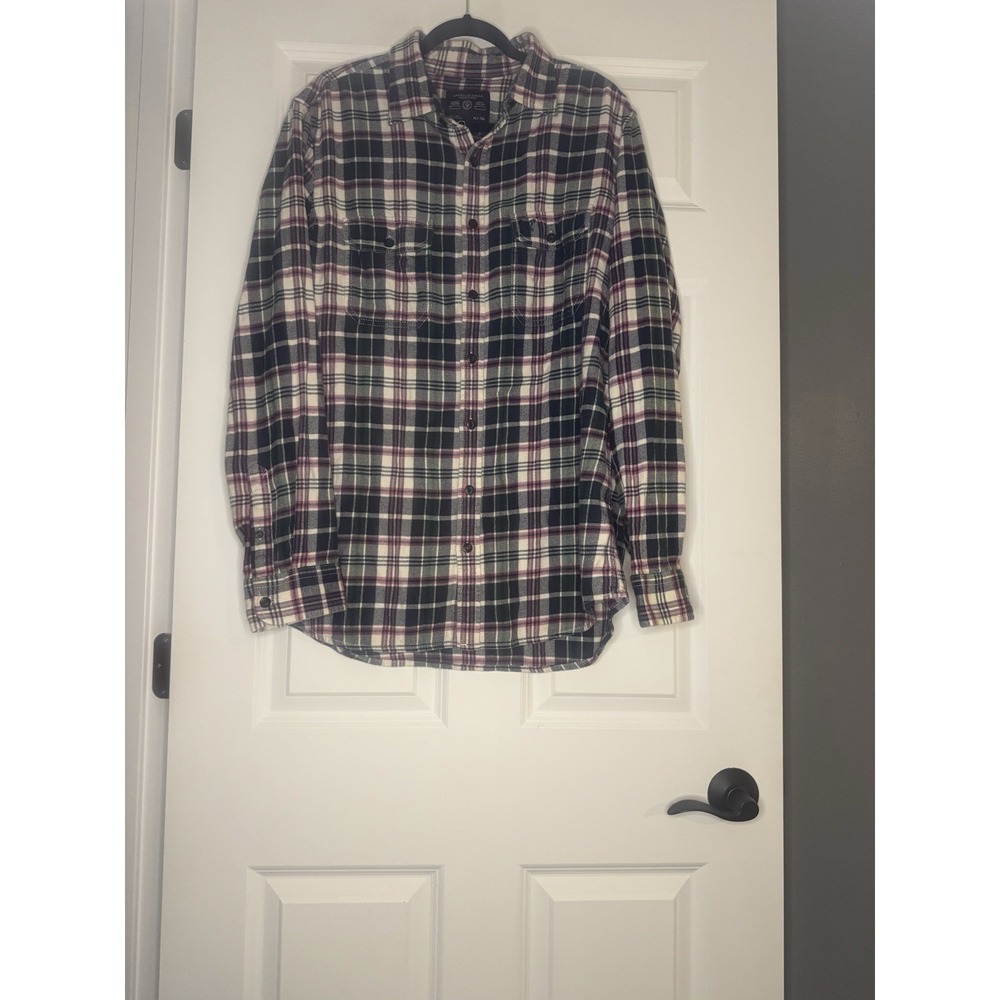 American  Eagle Men's Athletic Fit Flannel XLT Navy Green Pink White Laid